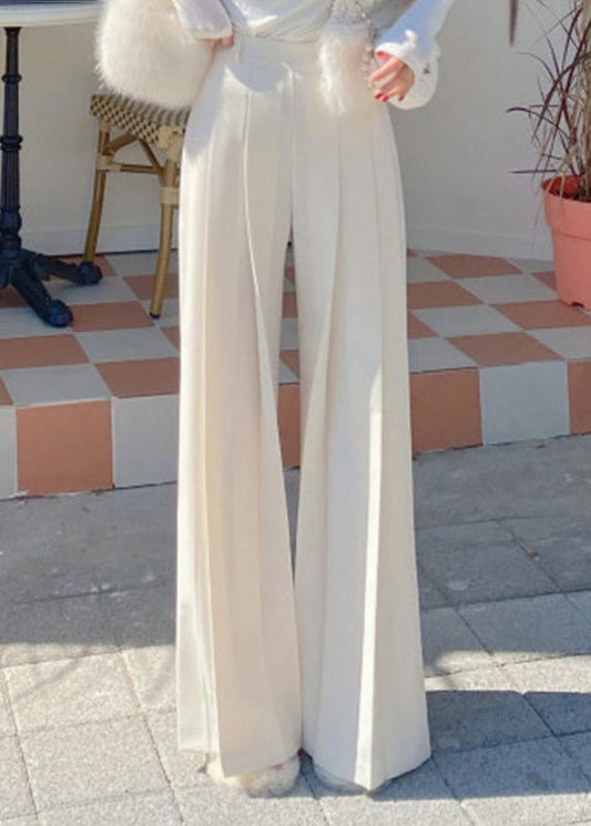 Stylish Beige Zippered High Waist Spandex Pants Spring