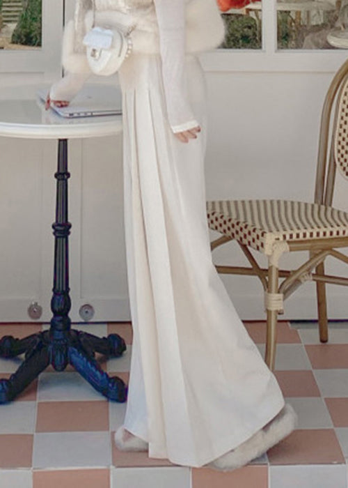 Stylish Beige Zippered High Waist Spandex Pants Spring