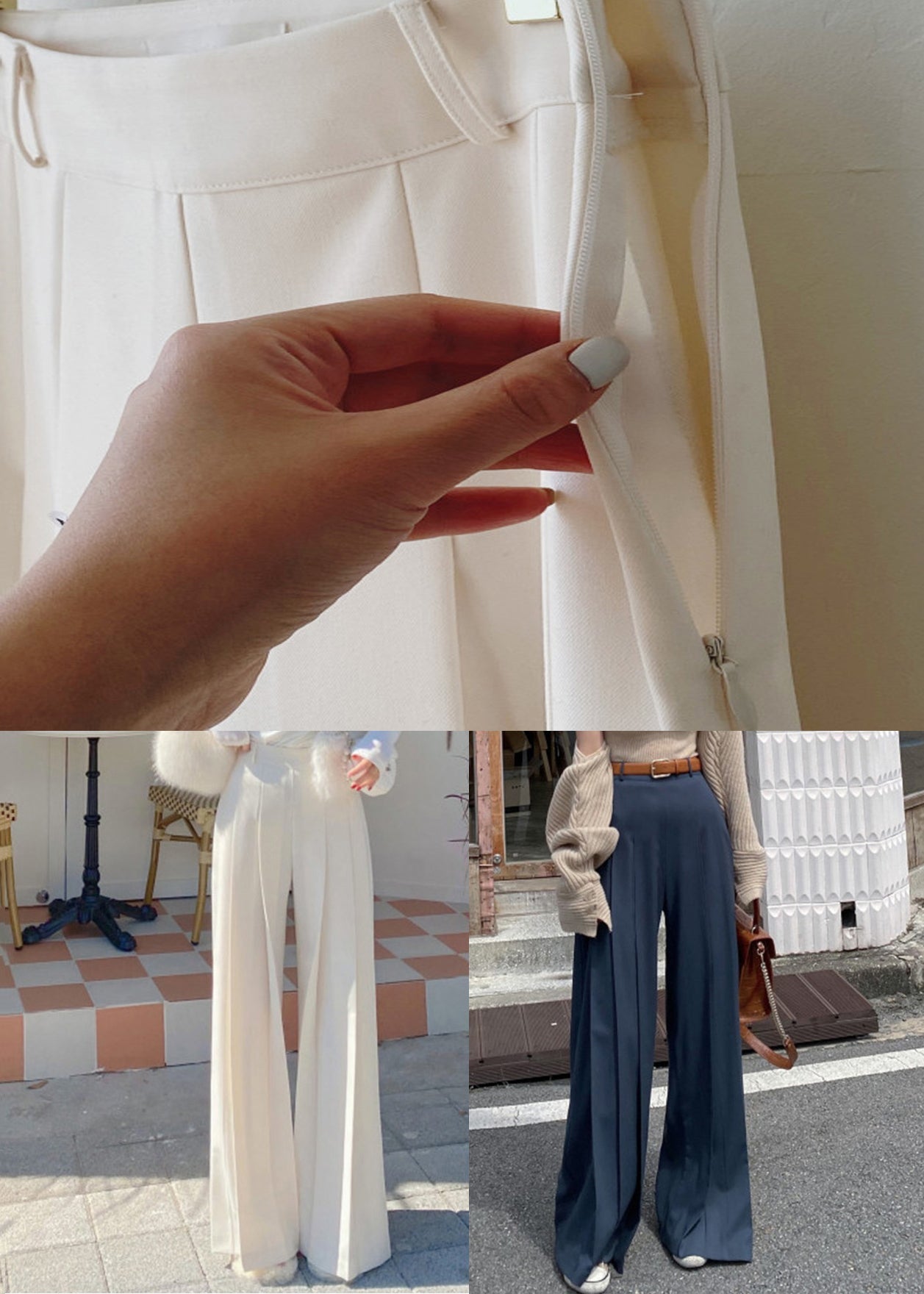 Stylish Beige Zippered High Waist Spandex Pants Spring