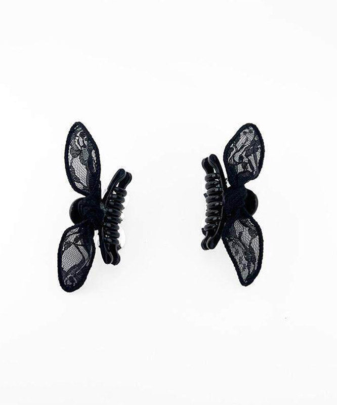 Stylish Black Alloy Lace Bow A Pair Hairpin