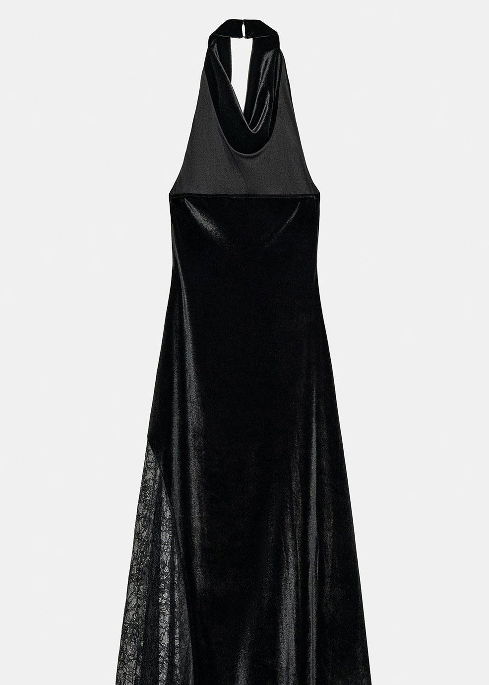 Stylish Black Backless Halter Velvet Long Dresses Sleeveless
