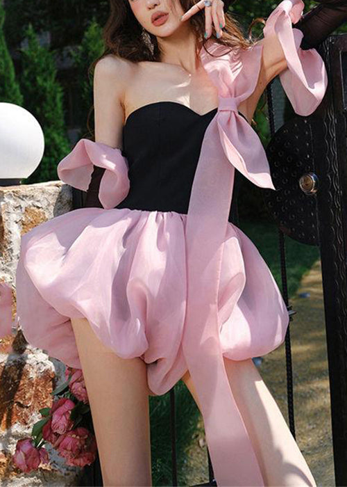 Stylish Black Bow Patchwork Cotton Mini Jumpsuit Summer