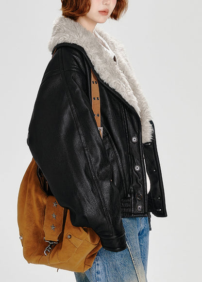 Abrigos de invierno de piel sintética con cuello de piel sintética negra y relleno de algodón fino.