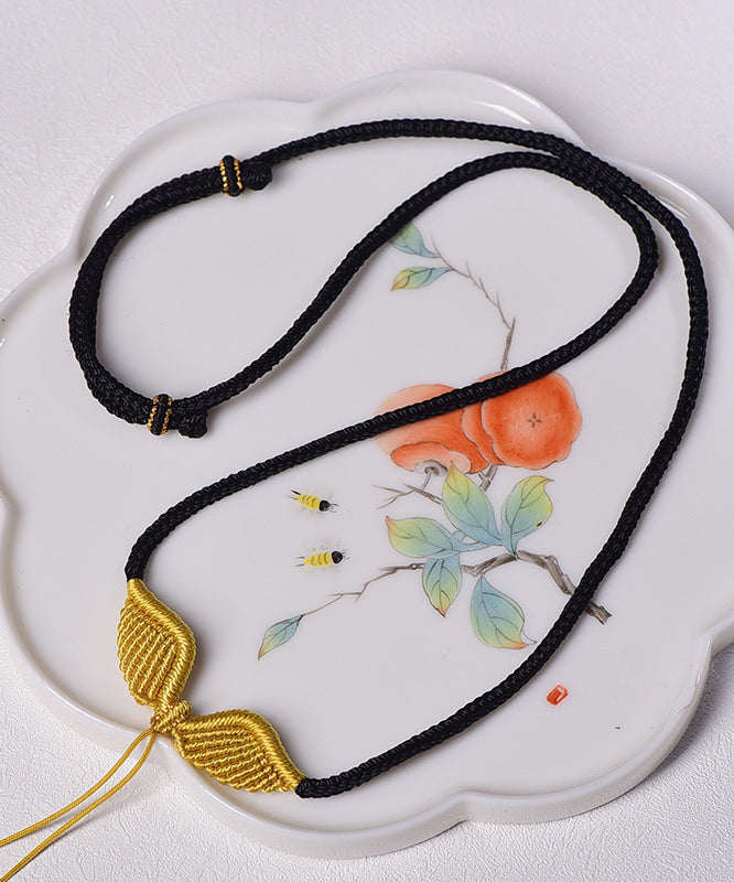 Elegante collar trenzado de ocho hilos de jade negro tejido a mano