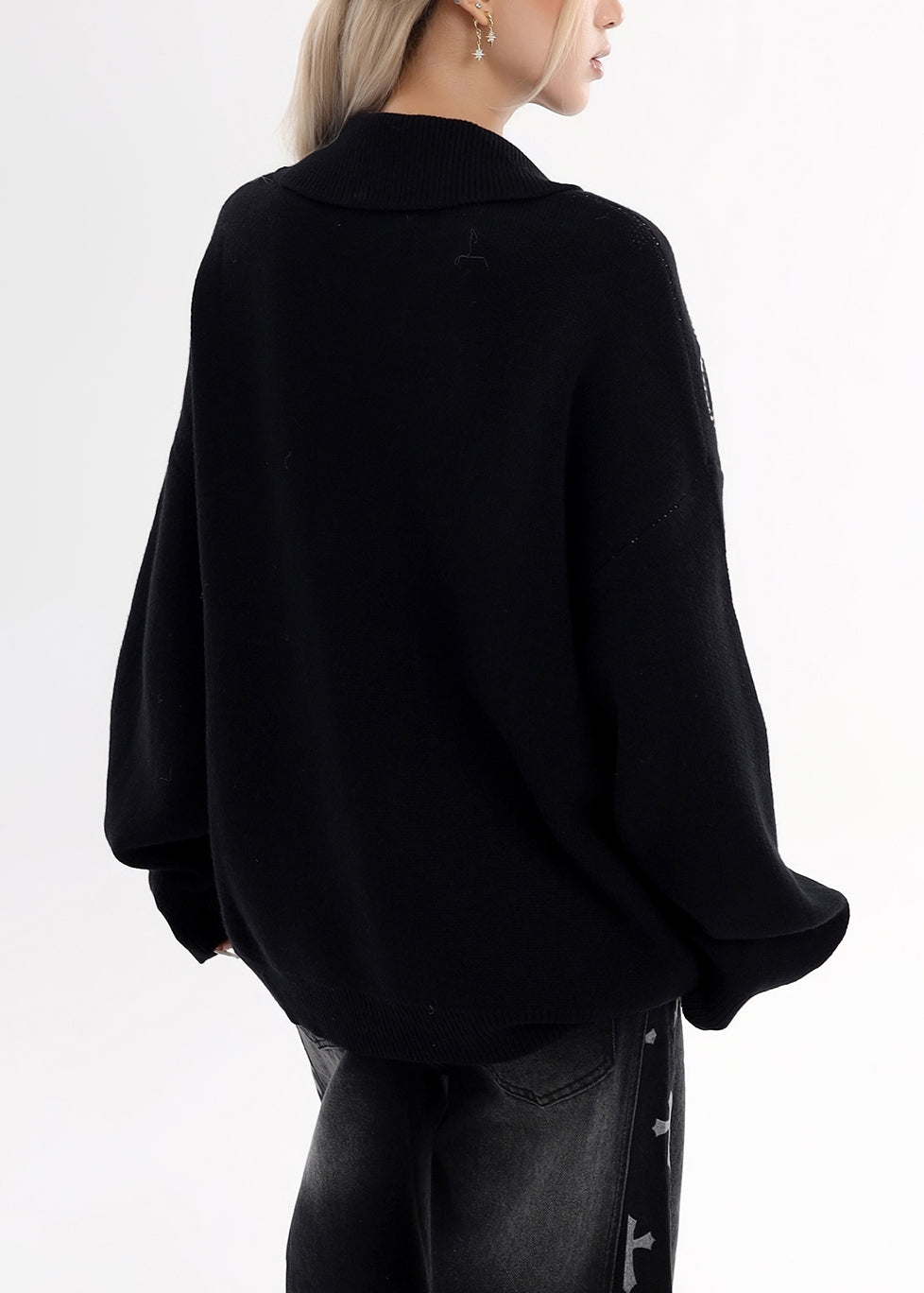 Chaquetas de punto con estampado oversize y estilo negro para invierno