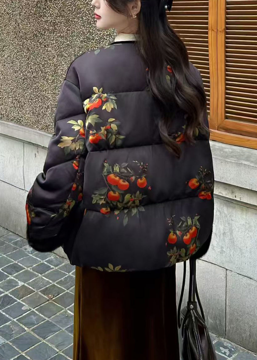 Stilvolle Winterjacke aus schwarzem Nerzfell mit Patchwork-Print und Entendaunen