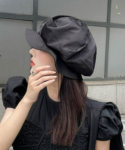 Stylish Black Wrinkled Versatile Beret Hat