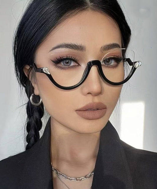 Stylish Black Zircon Half Rim Reading Glasses