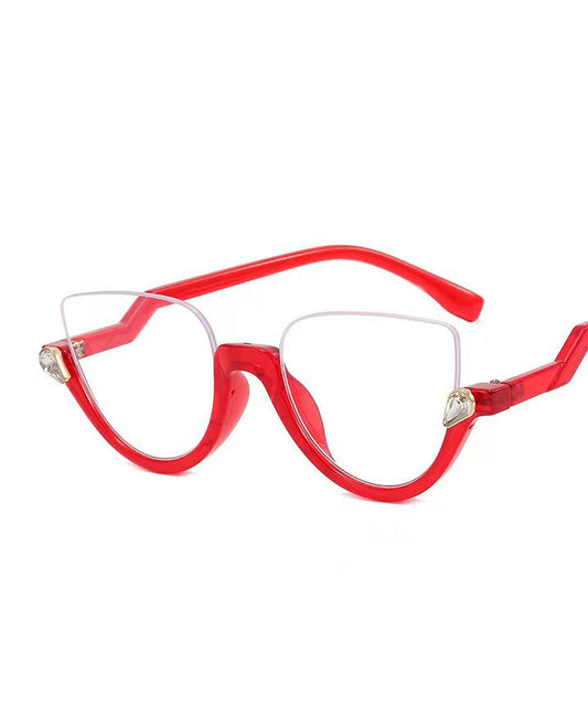Stylish Black Zircon Half Rim Reading Glasses