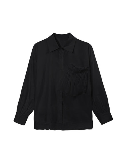 Stilvolle Schwarze Low High Design Patchwork Shirts Frühling