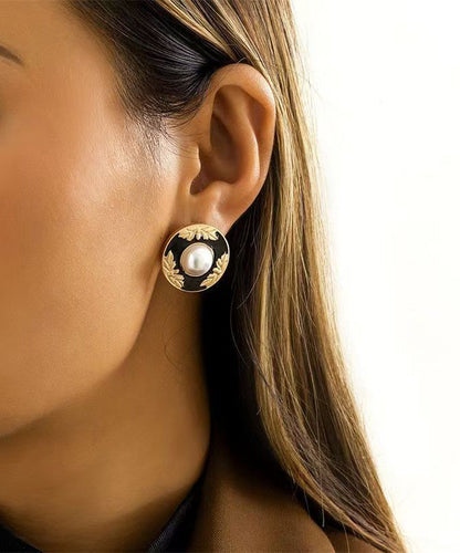 Stylish Blue Alloy Dripping Glaze Pearl Stud Earrings