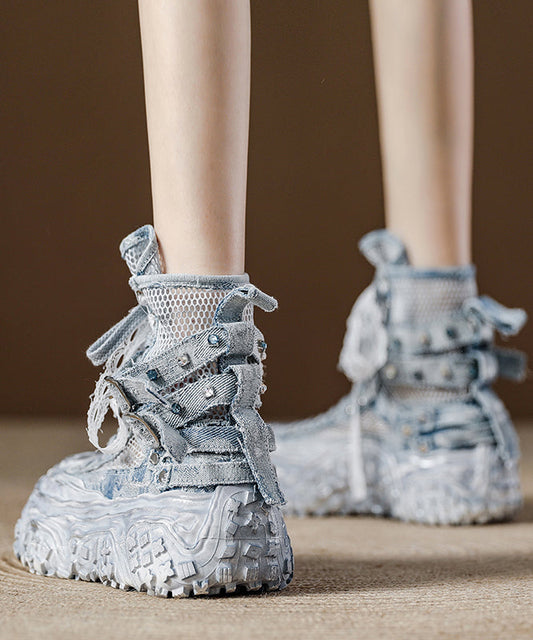 Stilvolle blaue, atmungsaktive Schnürstiefel mit Mesh-Einsätzen