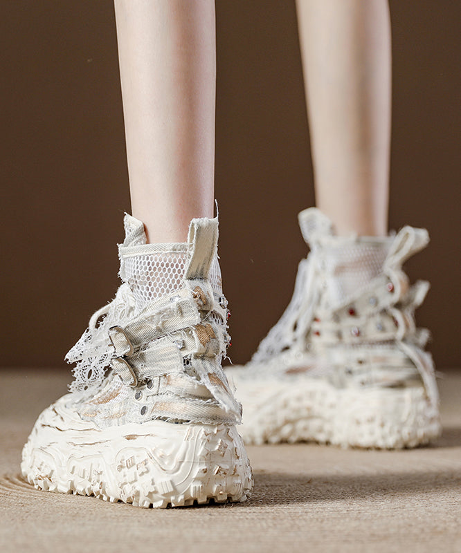 Stilvolle blaue, atmungsaktive Schnürstiefel mit Mesh-Einsätzen