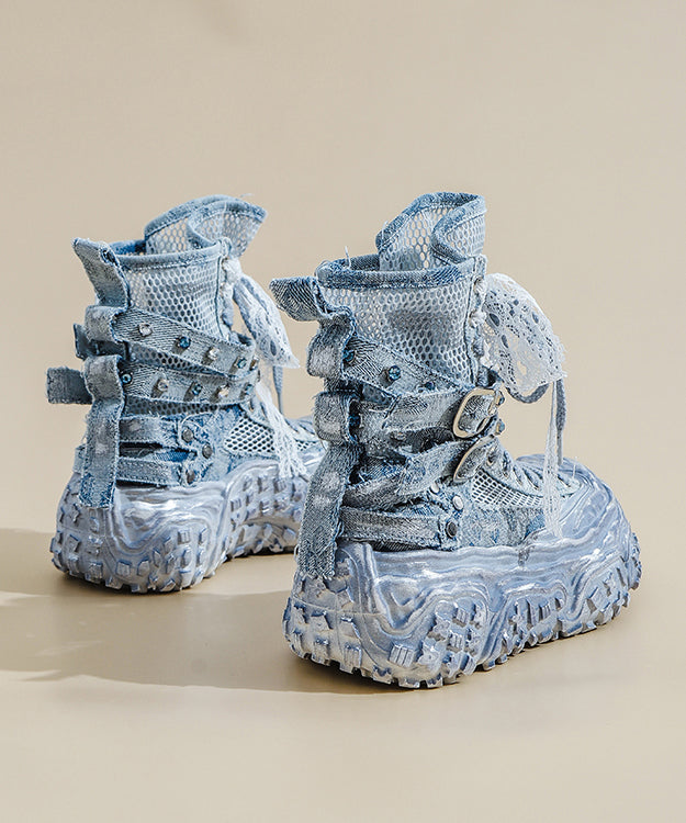 Stilvolle blaue, atmungsaktive Schnürstiefel mit Mesh-Einsätzen