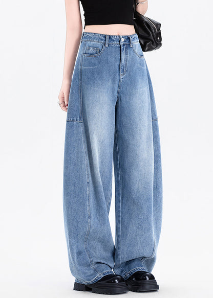 Stylish Blue Oversized Patchwork Denim Pants Spring