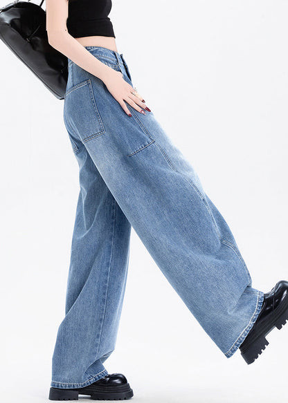 Stylish Blue Oversized Patchwork Denim Pants Spring