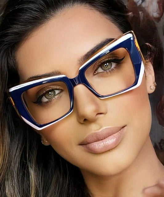Stylish Blue White Full Frame Reading Glasses
