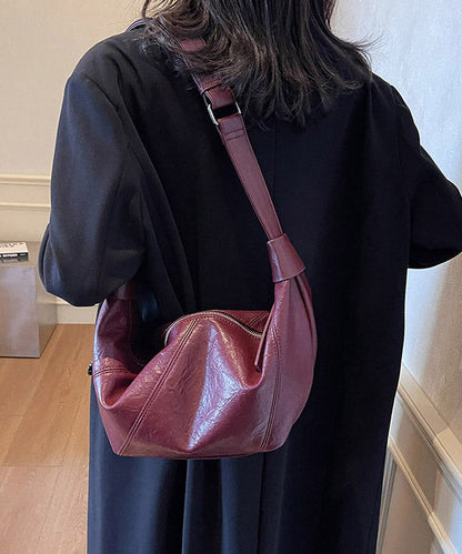 Bolsos de mano elegantes y versátiles de piel sintética marrón sólida y duradera para mujer