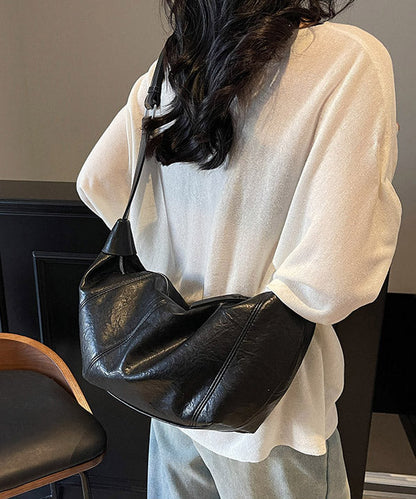 Bolsos de mano elegantes y versátiles de piel sintética marrón sólida y duradera para mujer