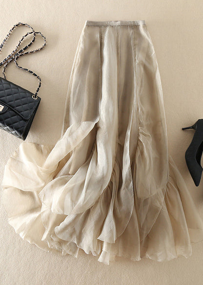 Stilvolle Champagner Patchwork faltig Chiffon Rock Frühling