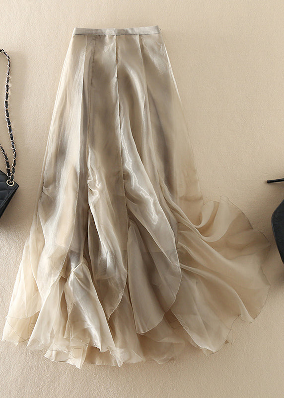 Stilvolle Champagner Patchwork faltig Chiffon Rock Frühling