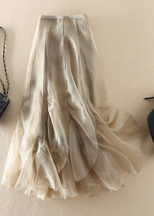 Stilvolle Champagner Patchwork faltig Chiffon Rock Frühling