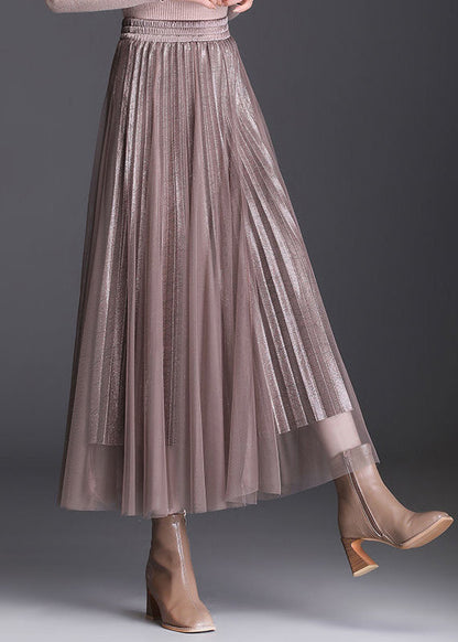 Stilvolle Schokolade Drapierte Tüll A-Linie Röcke Frühling