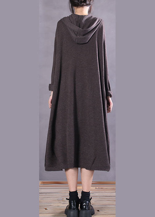 Stilvolle Schokolade Taschen Lose Strick Lange Kleider Frühling