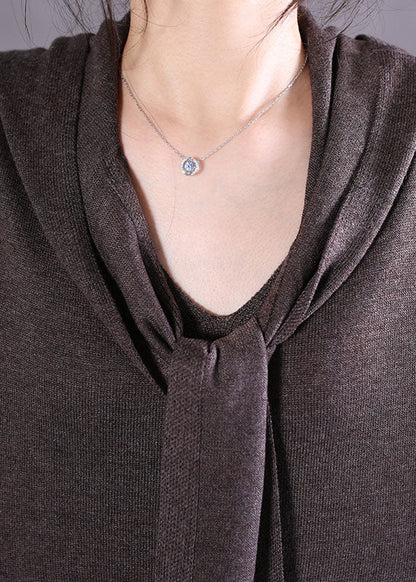 Stilvolle Schokolade Taschen Lose Strick Lange Kleider Frühling