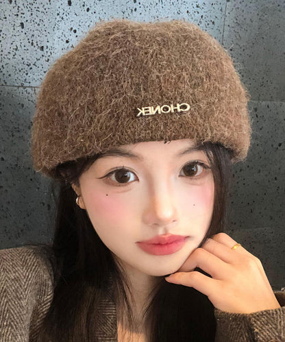 Stylish Coffee Versatile Cozy Knit Beret Hat