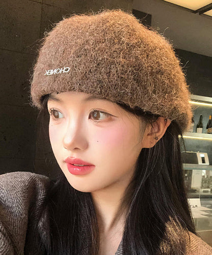 Stylish Coffee Versatile Cozy Knit Beret Hat