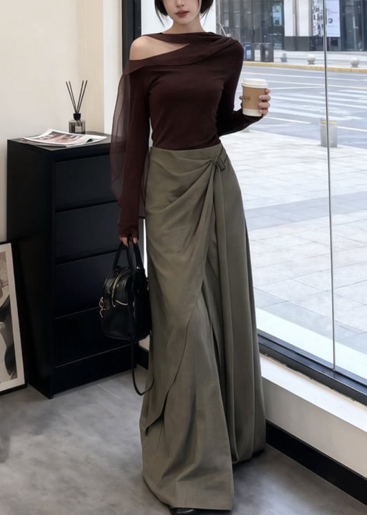 Stylish Cold Shoulder Asymmetrical Design Two Pieces Set Spring