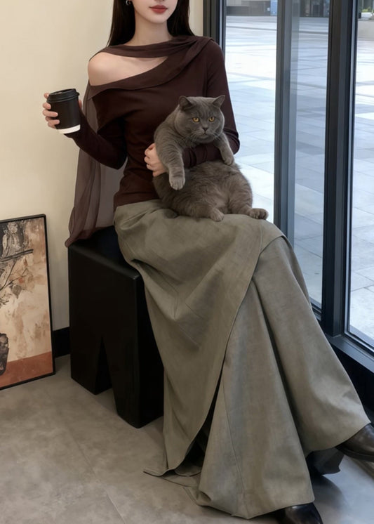 Stylish Cold Shoulder Asymmetrical Design Two Pieces Set Spring