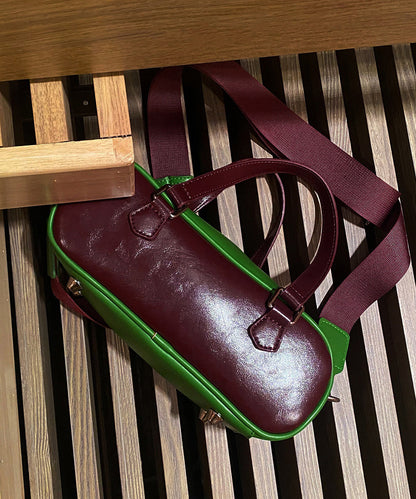 Stylish Colorblock Faux Leather CrossBody Bag
