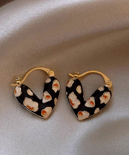 Elegantes pendientes de aro con diseño de amor en plata de ley dorada con bloques de color