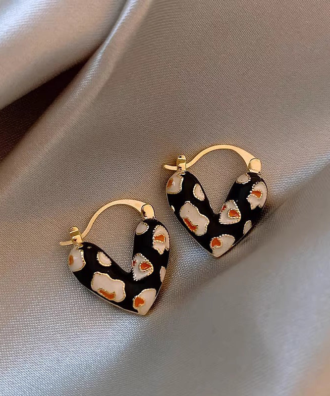 Elegantes pendientes de aro con diseño de amor en plata de ley dorada con bloques de color