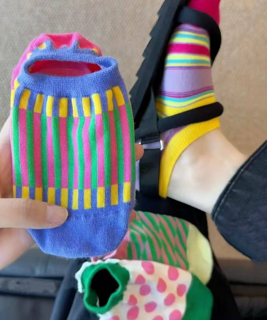 Stylish Colored Anti Slip Ankle Socks Dopamine