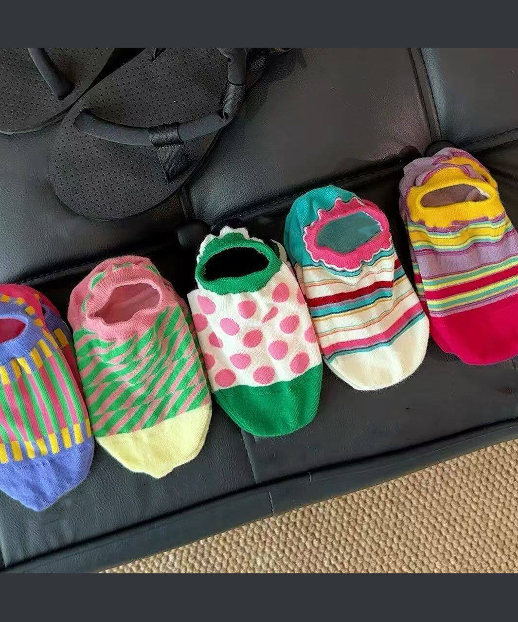 Stylish Colored Anti Slip Ankle Socks Dopamine