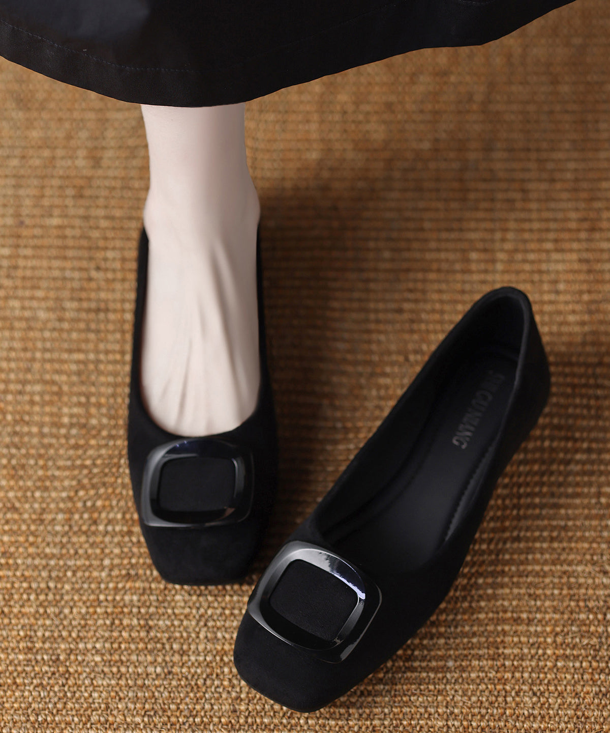 Stylish Flat Shoes For Women Black Cowhide Leather