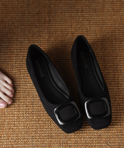 Stylish Flat Shoes For Women Black Cowhide Leather