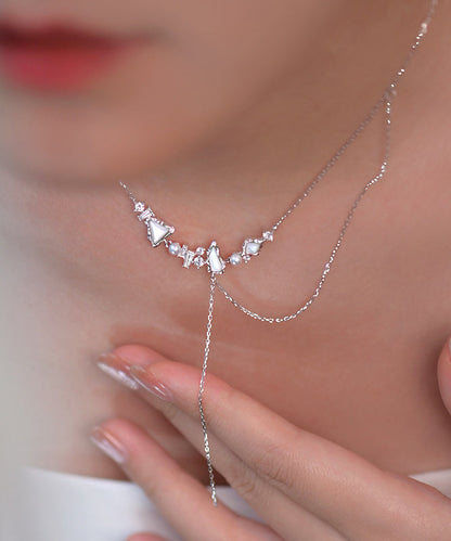 Stylish Freshwater Mother of Pearl Adjustable Silver Necklace