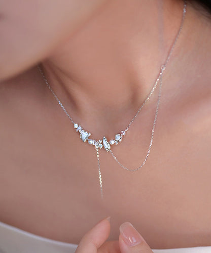 Stylish Freshwater Mother of Pearl Adjustable Silver Necklace