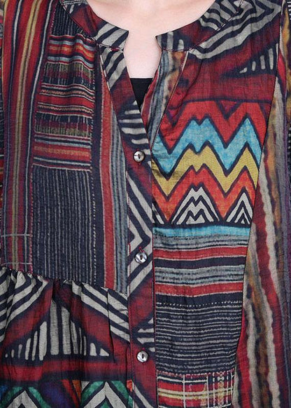 Stylish Geometric PrintSilk long shirts Wide Leg Two Piece Suit Set - SooLinen