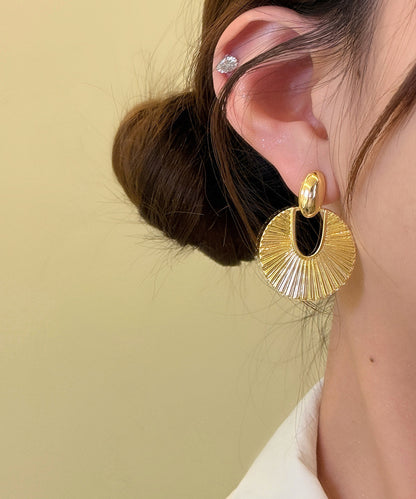 Stylish Gold Copper Overgild Fan-Shaped Hoop Earrings