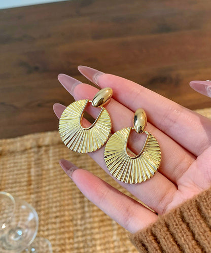 Stylish Gold Copper Overgild Fan-Shaped Hoop Earrings