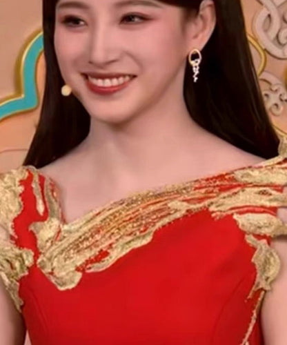 Stylish Gold Copper Overgild Zircon Tassel Drop Earrings