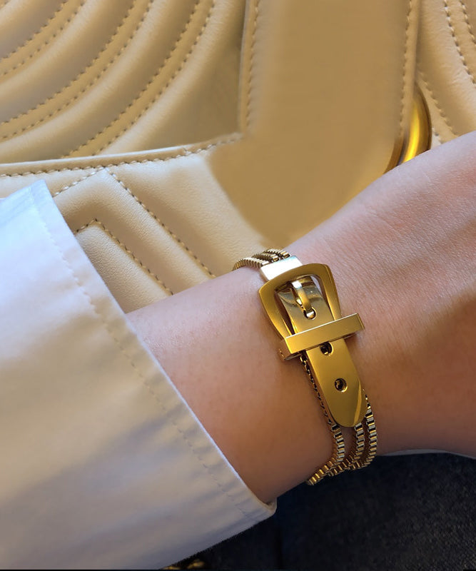 Stylish Gold Stainless Steel Overgild Buckle Bracelet