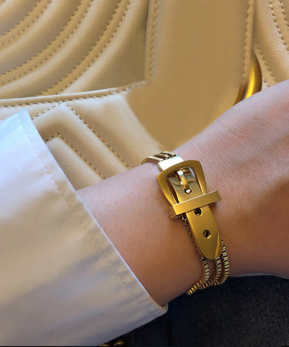 Stylish Gold Stainless Steel Overgild Buckle Bracelet