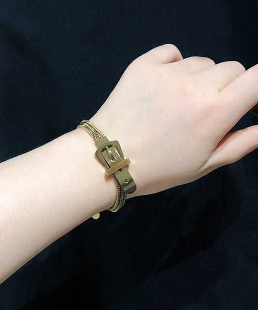Stylish Gold Stainless Steel Overgild Buckle Bracelet