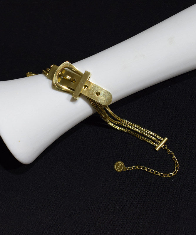 Stylish Gold Stainless Steel Overgild Buckle Bracelet